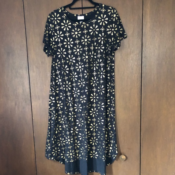 LuLaRoe Elegant Metallic Flower Carly Dress - Picture 3 of 4
